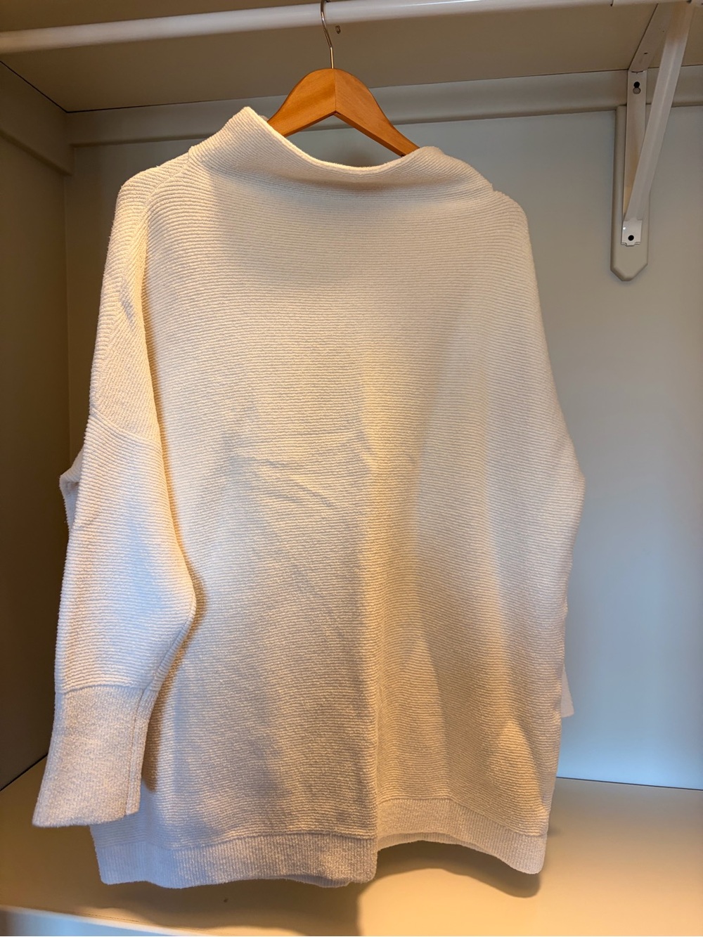 Free People Cream Oversized Turtleneck Sweater